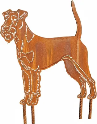 Produktbild von Edelrost Irischer Terrier - Rost Deko Hund Rostfigur Gartendeko für Draußen - stabile Metall Gartenfigur aus Stahl - Wetterfest für Beet Terrasse - 42x37cm