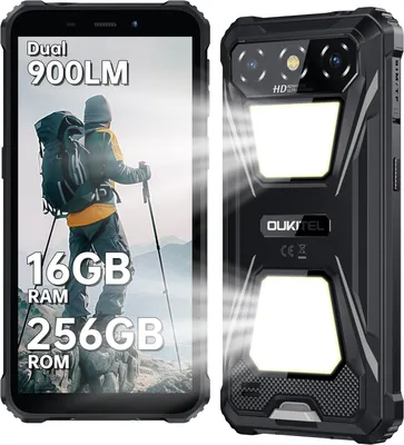 OUKITEL G5 Outdoor Smartphone 16GB+256GB /1TB Doppel-Campinglicht Outdoor Handy Ohne Vertrag Android 14, 6300mAh 6,0" Wasserdicht Handy GPS, Schwarz