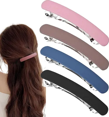 Produktbild von Haarspangen, Haarspangen für Damen, 4 Stück, matte Haarspangen für dünnes, feines Haar, flache Haarspange, französische Haarspange