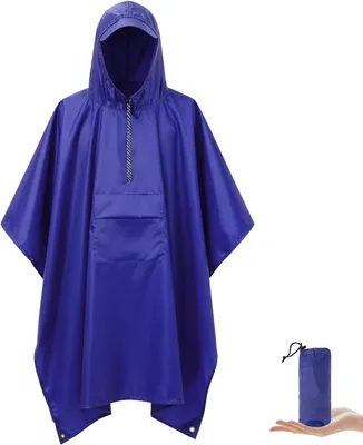 Produktbild von Regenponcho Erwachsene, wasserdicht, 3-in-1, leicht, für Wandern