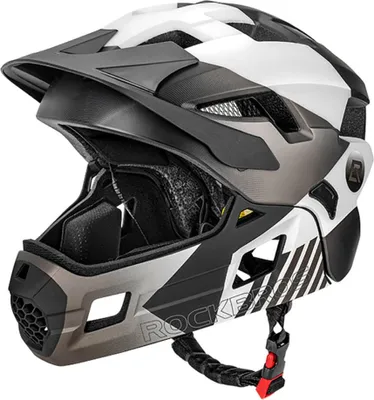Immagine prodotto di Casco da bicicletta per bambini Rockbros 2 in 1 con mentoniera rimovibile 12 prese d'aria S Grigio