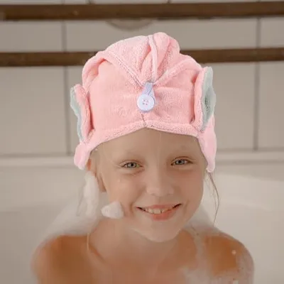 Produktbild von 2 Stück Schnelltrocknendes Korallenvlies Haartuch für Mädchen und Erwachsene Saugstarkes Haarhandtuch mit Niedlichen Hasenohr Designs Haarwickel für Empfindliches Nasses Haar
