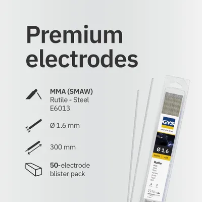 Produktbild von GYS 50 Elektroden Stahl 1,6 mm - Blister, 1 Stück