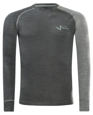 Zdjęcie produktu dla Czarna koszula męska z długim rękawem wykonana z wełny merino, rozmiar XL - kolor antracytowy/szary, model "Fun"