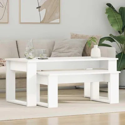 Productafbeelding van Maison Exclusive - Set van 2 salontafels, wit, 100 x 50 x 42 cm, houtvezel