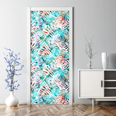 Produktbild von Dekorative Türposter selbstklebend Klebefolie Wandaufkleber Türaufkleber Blätter Aquarell 85 x 200 cm