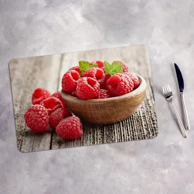 Produktbild von Tischset 6x45x30 cm Platzset Tischmatte Platzmatte Untersetzer - Frische Himbeeren Obst