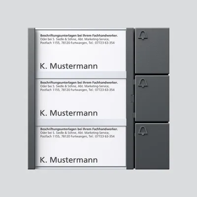 Produktbild von Siedle Tasten Modul dunkelgrau glimmer TM 612-3 DG
