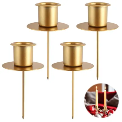 Metallene Kerzenhalter Adventskranz, 4 Stück, Gold, 9,5 cm