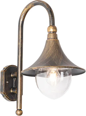 Produktbild von Qazqa Antik außen Wandleuchte, Außenlampe, Wandlampe für den Garten - Daphne - Gold, max. 15W, Geeignet für LED, 25.5cm, IP44, R
