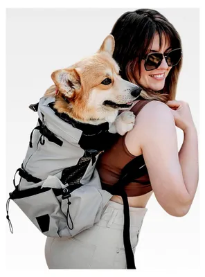 Produktbild von Hundetragerucksack, Tragbarer Verstellbarer Hunderucksack, Belüfteter Haustiertragerucksack, Haustierrucksack für Wanderungen im Freien, Bergsteigen und Reisen (L, Grau)