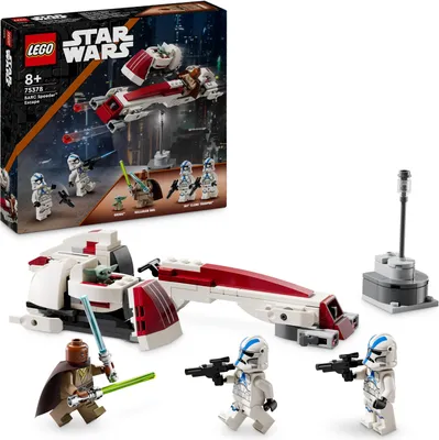 Produktbild von LEGO Star Wars Flucht mit dem BARC Speeder, The Mandalorian Set, Spielzeug-Bike mit Seitenwagen, enthält die Figuren Kelleran Beq und Grogu, Geschenk für Jungen und Mädchen ab 8 Jahren 75378