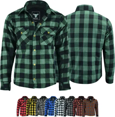 Produktbild von Herren Motorradhemd Lumberjack Holzfäller Hemd motorradjacke mit Protektoren, Größe:54/XL, Farbe:Grün
