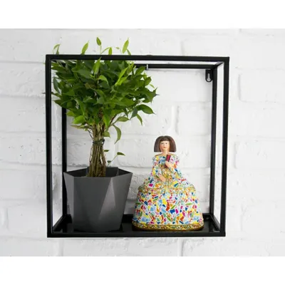 Zdjęcie produktu dla Półka ścienna, metalowa półka wisząca, prostokątna, loft, czarna, 35 cm