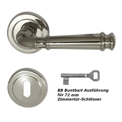 Produktbild von Massiv Messing Türbeschlag Olympus R BB Edelstahlfarbig poliert Türdrücker Türklinke