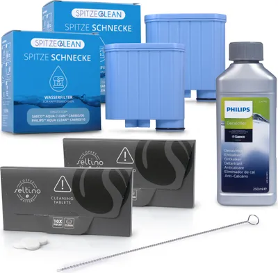 Produktbild von Pflegeset für Saeco Philips Kaffeevollautomaten Latte Go mit 2x Ersatzfilter für CA6903/10, Entkalker Philips CA6700/10, 2x Reinigungstabletten Seltino Clean, Reinigungsbürste