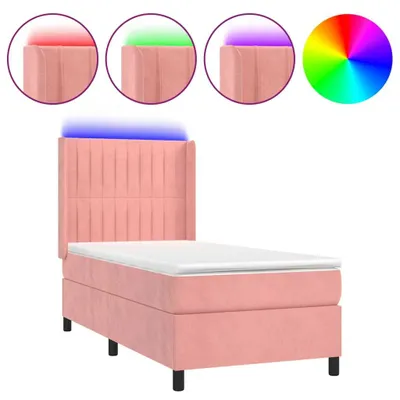 Produktbild von vidaXL Boxspringbett mit Matratze & LED Rosa 80x200 cm Samt
