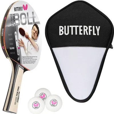 Produktbild von Butterfly 1x Timo Boll Silber 85015 Tischtennisschläger + Tischtennishülle + 3x 40+ 3*** Tischtennisbälle | Tischtennisset Tischtennis Set TT Tabletennis