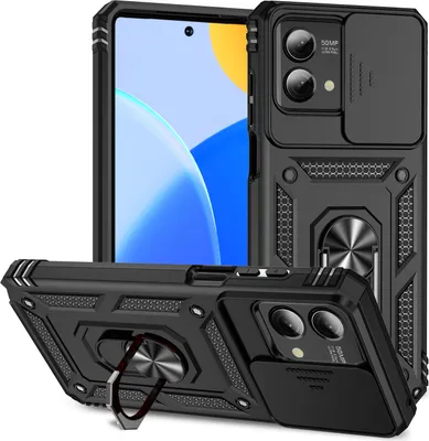 Produktbild von Moto G Stylus 5G 2023 Hülle mit Schiebe Kamera Schutz und Ringhalter Ständer Schutzhülle für Motorola Moto G Stylus 5G (2023) Schwarz