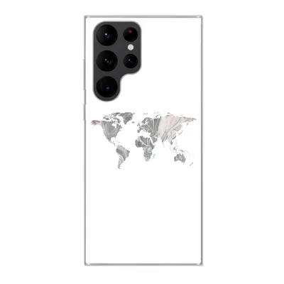 Produktbild von MuchoWow® Handyhülle Schutzhülle Hülle für Samsung Galaxy S22 Ultra Weltkarte - Muster - Schwarz Silikon Softcase Handy Hülle - Abbildung