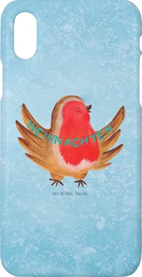 Produktbild von Mr. & Mrs. Panda Iphone 10 Handyhülle Rotkehlchen Weihnachten - Eisblau - Geschenk, Cover, Weihnachtsmotiv, Winter, Vogel, Weihnachtsgruß, X, Hülle, Handy, Frohe