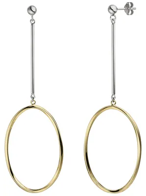 Produktbild von Ohrhänger Hängerstecker dünne Ringe 925 Silber gelbvergoldet Ohrringe Ohrschmuck