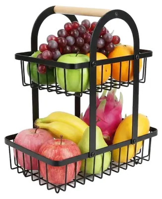 Produktbild von Obstschalenhalter, langlebiges Holzdesign, multifunktionale Aufbewahrung, schwarz