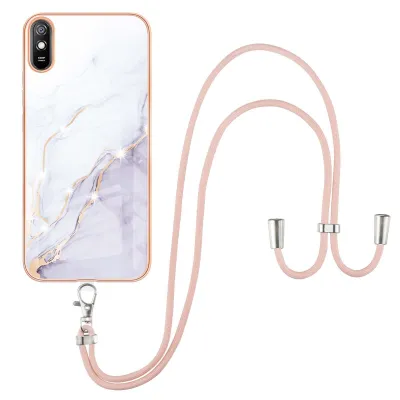 Immagine prodotto di Custodia con cinturino per Xiaomi Redmi 9A, paraurti in TPU morbido, custodia protettiva, con cinturino regolabile Bianco