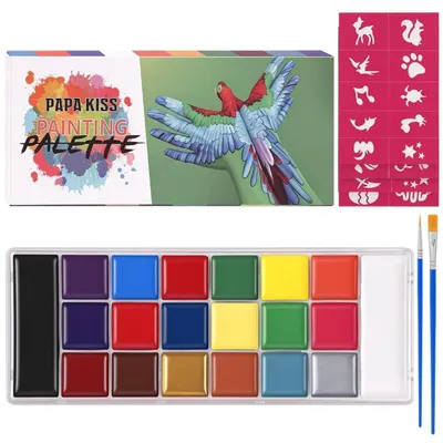 Produktbild von Schminkset 20 Farben Face Paint Ölbasierte Schminke mit 4 Aufklebern & 2 Pinseln für Halloween & Karneval