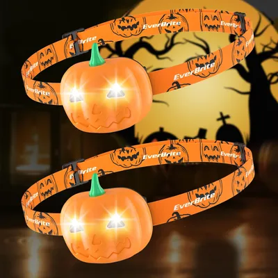 Produktbild von EverBrite Halloween Kürbis Stirnlampe 2 Stück