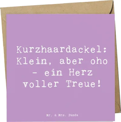 Produktbild von Mr. & Mrs. Panda Glückwunschkarte Spruch Kurzhaardackel Herz - Lavendeltraum - Geschenk, Grußkarte, doppelkarte, Hunderasse, Lebensfreude, wendige Hunde, Dackel Charakter