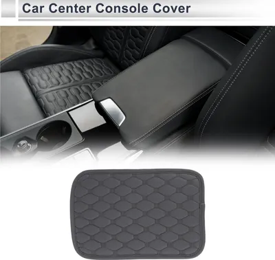 Produktbild von Auto Mittelkonsole Abdeckung Mittelkonsole Kissen mit Aufbewahrungstasche 11,81"x7,87"x0,59" Graues Nappaleder