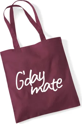 Produktbild von Huuraa Jutebeutel G`day mate Spruch 10 Liter Burgundy Baumwolle Tasche Geschenkidee