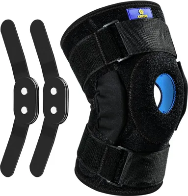 Produktbild von Famanu Kniebandage mit Scharnieren - Verstellbare Riemen, Doppelte Seitenstabilisatoren, XL