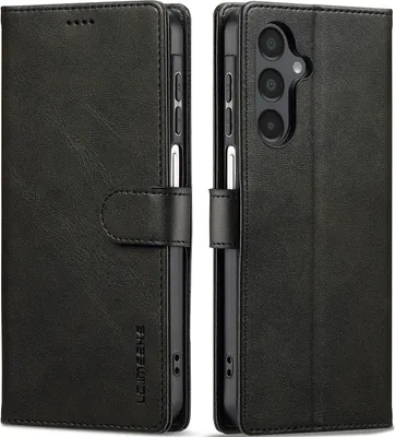 Obrázek produktu pro Pouzdro pro Samsung Galaxy S25 kožené flipové pouzdro s magnetickým uzávěrem a stojánkem, ochranné pouzdro černé