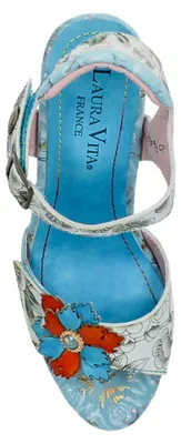 Produktbild von Laura Vita Damen Sandalette Floral transparenter Blockabsatz HACSIO 12, Größe:38 EU, Farbe:Blau