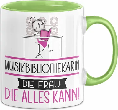 Produktbild von Musikbibliothekarin Geschenk Tasse Becher Die Frau Die Allen Kann Geschenkidee für eine Musikbibliothekarin Lustig (Grün)