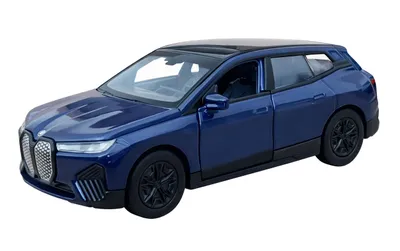 Produktbild von BMW iX Modellauto 11,8cm Modell Auto aus Metall mit Rückzug Spielzeugauto Spielzeug Geschenk Welly 26 (Dunkelblau)