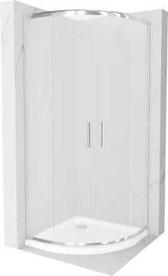 Zdjęcie produktu dla Mexen Rio kabina prysznicowa półokrągła 90 x 90 cm, szron, chrom + brodzik Flat, biały - 863-090-090-01-30-4110