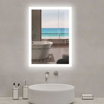Image de Miroir lumineux 50x70cm,3 couleurs + dimmable + anti-buée + mémoire, miroir salle de bain