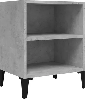Image de Table de chevet avec pieds en métal gris béton 40x30x50 cm