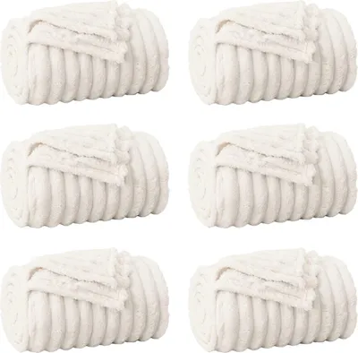 Produktbild von vidaXL Wohndecken 6 pcs Creme 240 x 220 cm Fleece