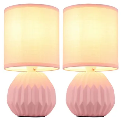 Produktbild von 2x Tischleuchte, Keramik, Textil, pink, H 23 cm