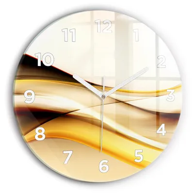 Produktbild von Wallfluent Wanduhr – Stilles Quarzuhrwerk - Uhr Dekoration Wohnzimmer Schlafzimmer Küche - Zifferblatt - weiße Zeiger - 30 cm - Abstraktion einer Welle