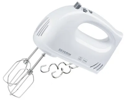 Produktbild von SEVERIN Handmixer, Handrührgerät mit 5 Geschwindigkeitsstufen, praktischer Handrührer mit 2 Edelstahl-Rührbesen und -Knethaken, weiß, HM 3820