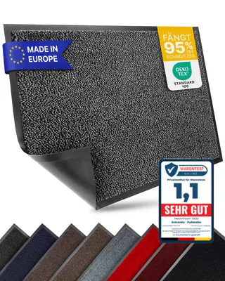 Produktbild von Entrando Fußmatte 60x90 cm in Schwarz Anthrazit - Rutschfeste Schmutzfangmatte für innen und außen - ideal für Haustür, Flur, Balkon, Terrasse - Carpet Fußabtreter Türmatte Schuhabstreifer Fußabstreifer Fußmatten Schmutzmatte Schuhmatte Türvorleger Doormat Fussabstreifer Teppich für draußen Fussmatten für den Aussenbereich Fussmatten