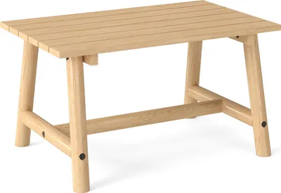 Obrázok produktu pre Konferenčný stolík COSTWAY, záhradný stolík z masívneho dreva, obdĺžnikový stolík s lamelovým rámom, stolík na terasu, balkónový stolík 90x55x50cm príroda