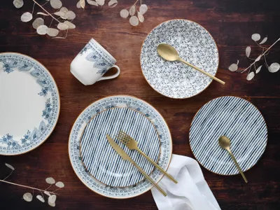 Produktbild von CreaTable, 10000, Euböa Blue, Kombiservice 16-tlg, Steingut
