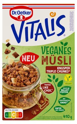Image de Vitalis Vegan Muesli croustillant Triple Chunks Dr. Oetker paquet de 410g