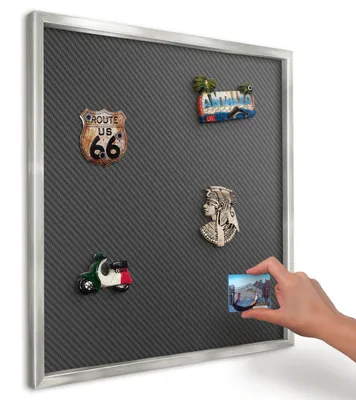 Produktbild von Magnettafel 50x50 cm in einem silbernen Rahmen - Magnetische Metalltafel, Magnetpinnwand zur Wandmontage für Wohnzimmer, Küche, Flur, Kinderzimmer und Büro - Geometrische Textur